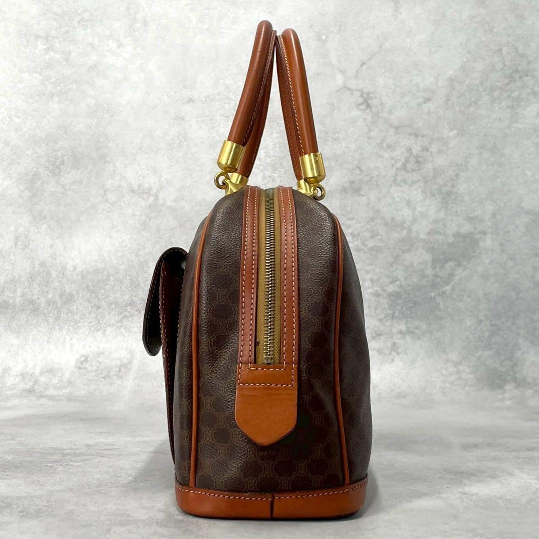 CELINE Hand Bag Tote Purse Macadam Leather PVC Brown Authentic
