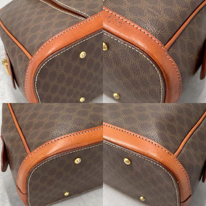 CELINE Hand Bag Tote Purse Macadam Leather PVC Brown Authentic