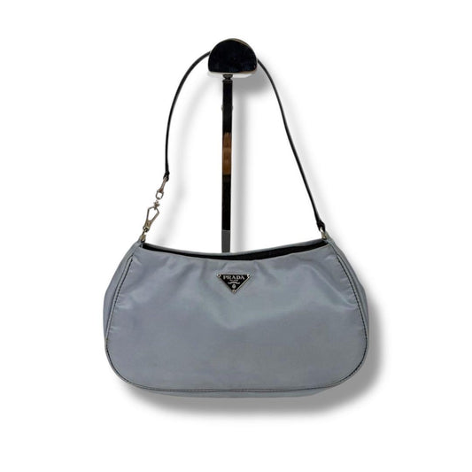 PRADA Hand Bag Tote Purse Accessory Pouch Logo Nylon Light Blue Authentic