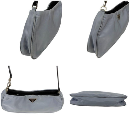 PRADA Hand Bag Tote Purse Accessory Pouch Logo Nylon Light Blue Authentic