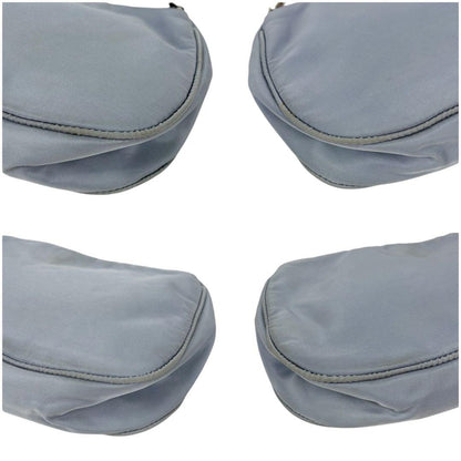 PRADA Hand Bag Tote Purse Accessory Pouch Logo Nylon Light Blue Authentic