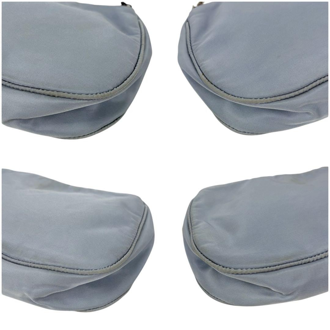 PRADA Hand Bag Tote Purse Accessory Pouch Logo Nylon Light Blue Authentic