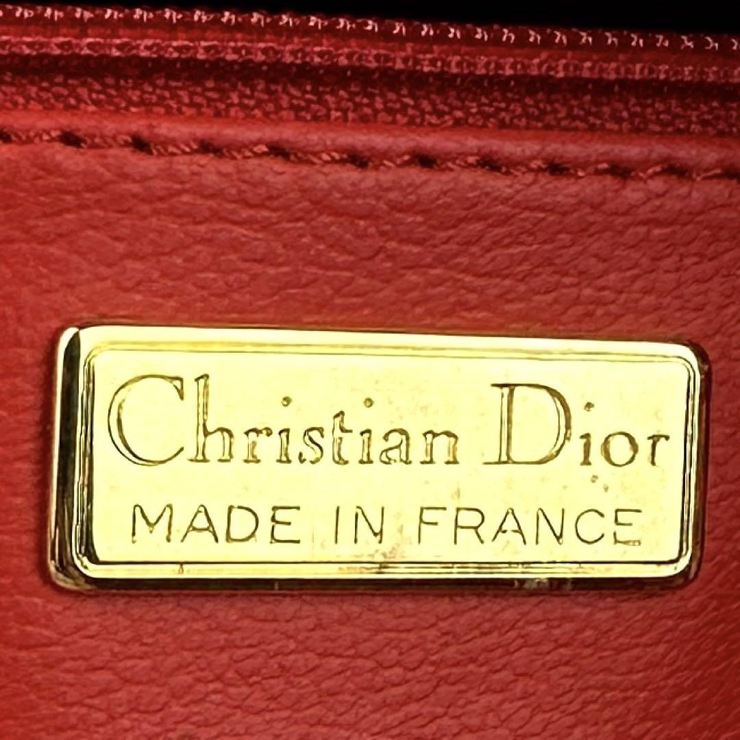 Christian Dior Shoulder Bag Purse CD Leather Red Authentic