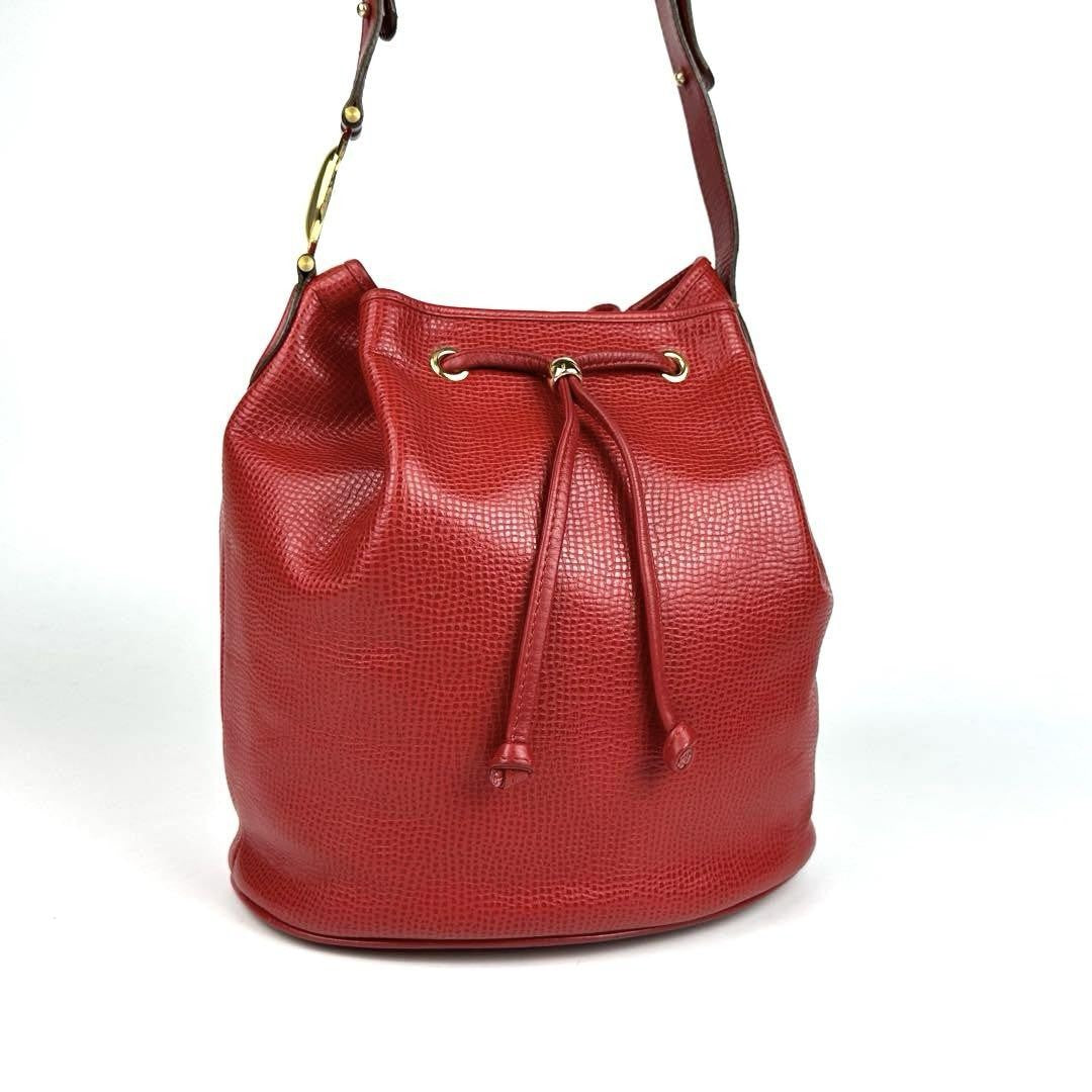 Christian Dior Shoulder Bag Purse CD Leather Red Authentic