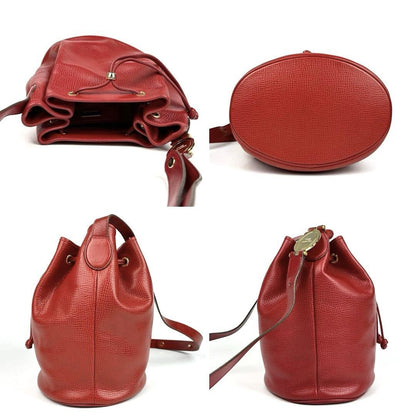 Christian Dior Shoulder Bag Purse CD Leather Red Authentic