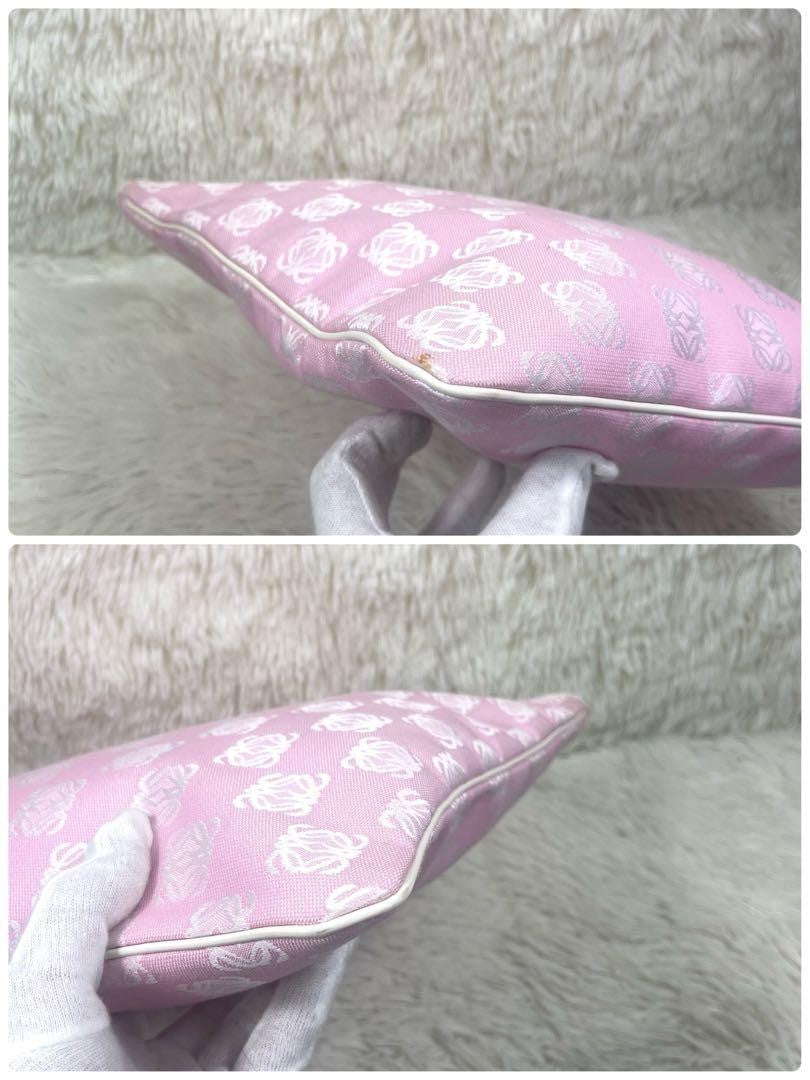 LOEWE Hand Bag Tote Purse Anagram Canvas Pink Authentic