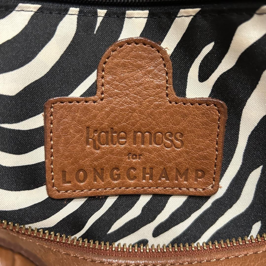 Longchamp Mini Boston Bag Hand Bag Tote Purse Leather Brown Authentic