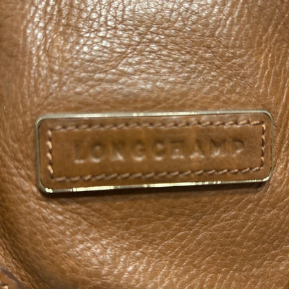 Longchamp Mini Boston Bag Hand Bag Tote Purse Leather Brown Authentic