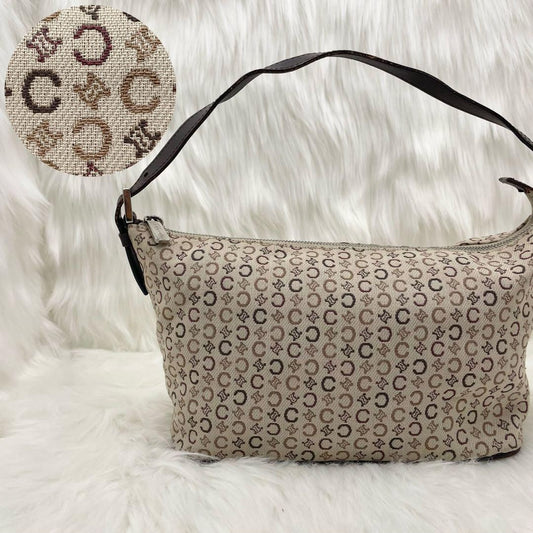 CELINE Hand Bag Tote Purse Accessory Pouch C Macadam Canvas Leather Authentic