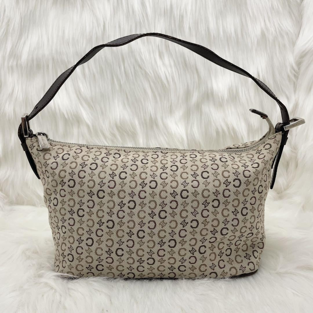 CELINE Hand Bag Tote Purse Accessory Pouch C Macadam Canvas Leather Authentic