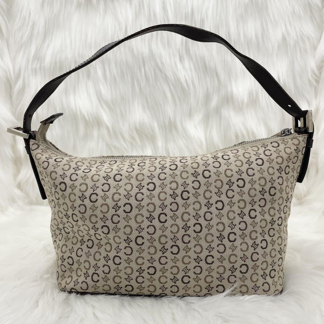 CELINE Hand Bag Tote Purse Accessory Pouch C Macadam Canvas Leather Authentic