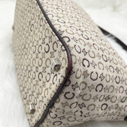 CELINE Hand Bag Tote Purse Accessory Pouch C Macadam Canvas Leather Authentic