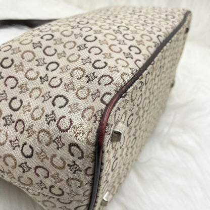 CELINE Hand Bag Tote Purse Accessory Pouch C Macadam Canvas Leather Authentic