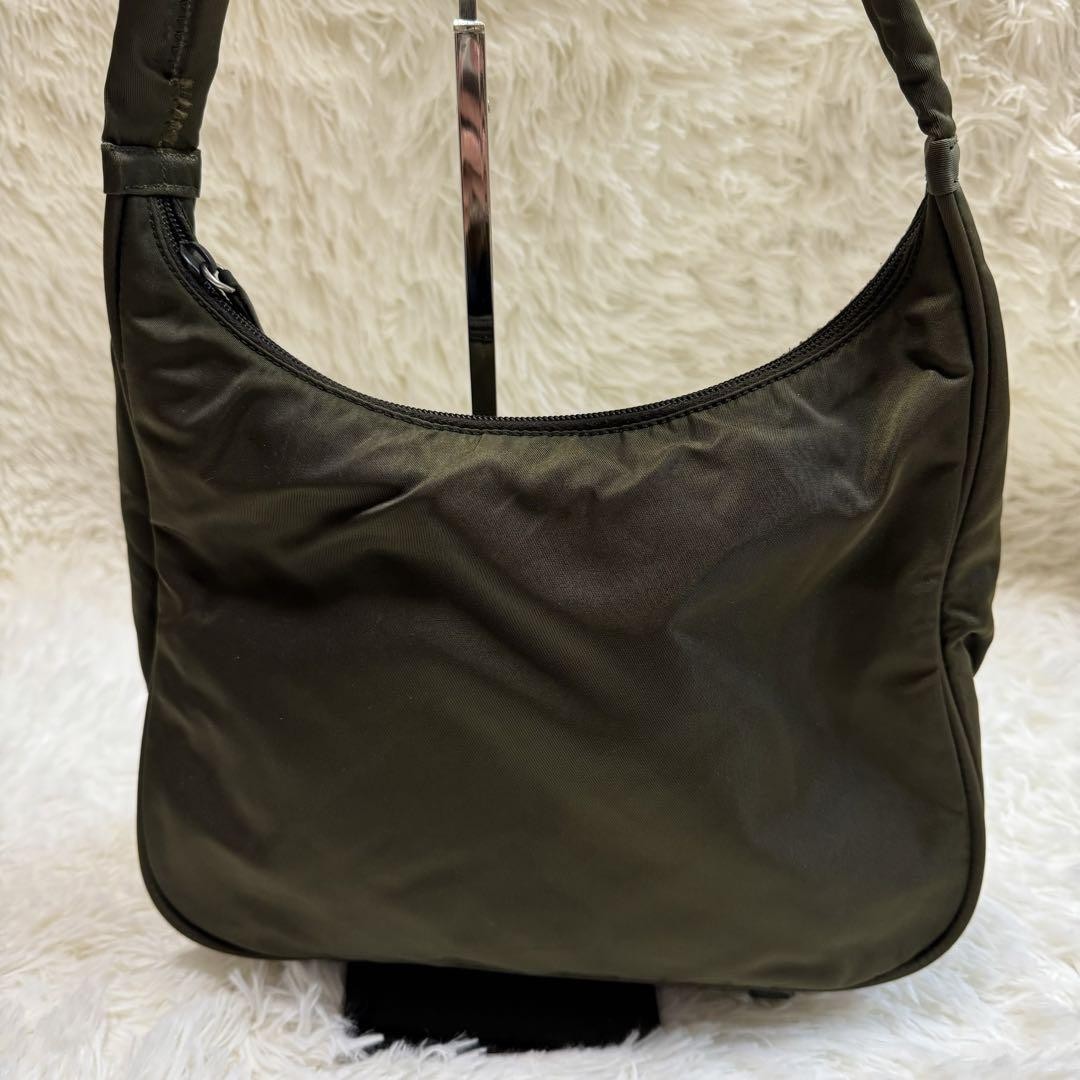 PRADA Shoulder bag Purse one shoulder triangle logo nylon khaki Unisex Authentic