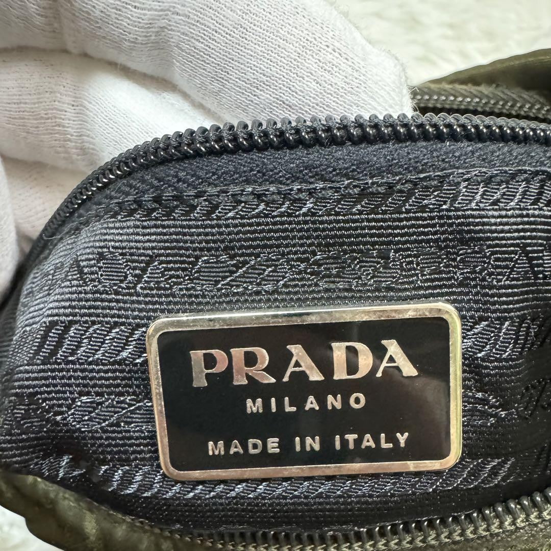 PRADA Shoulder bag Purse one shoulder triangle logo nylon khaki Unisex Authentic