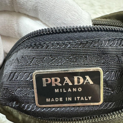 PRADA Shoulder bag Purse one shoulder triangle logo nylon khaki Unisex Authentic