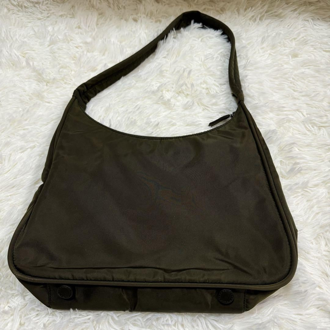 PRADA Shoulder bag Purse one shoulder triangle logo nylon khaki Unisex Authentic