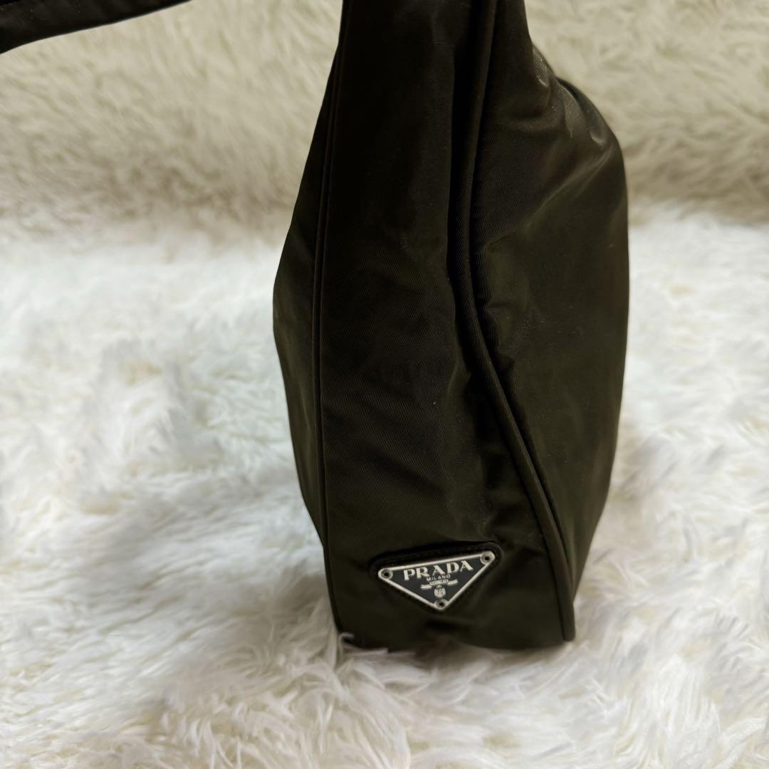 PRADA Shoulder bag Purse one shoulder triangle logo nylon khaki Unisex Authentic