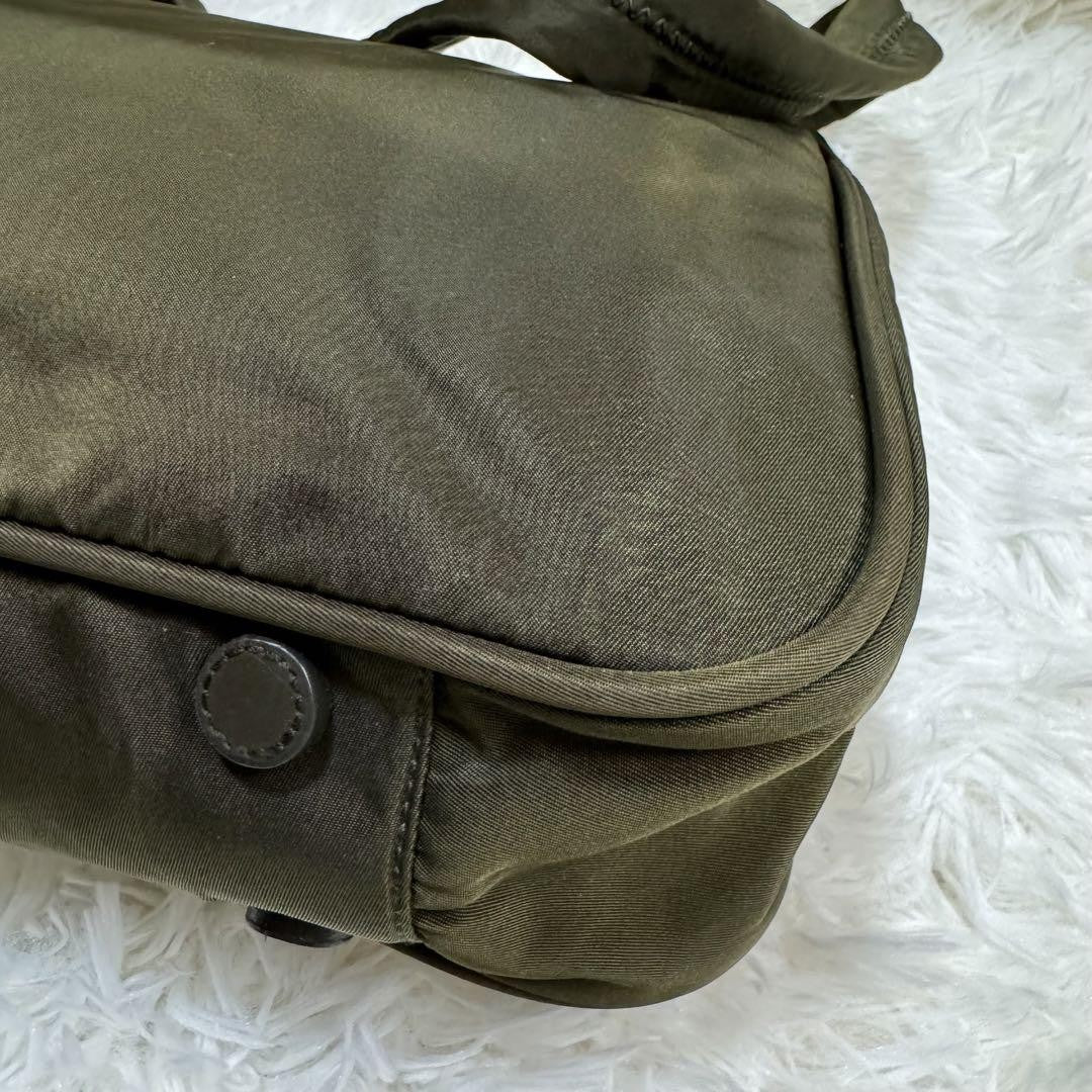 PRADA Shoulder bag Purse one shoulder triangle logo nylon khaki Unisex Authentic
