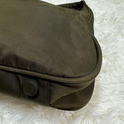 PRADA Shoulder bag Purse one shoulder triangle logo nylon khaki Unisex Authentic
