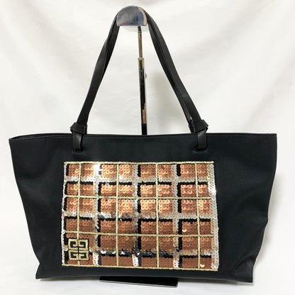 GIVENCHY Hand Bag Tote Purse 4G Leather Nylon Black Orange Authentic
