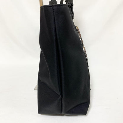 GIVENCHY Hand Bag Tote Purse 4G Leather Nylon Black Orange Authentic