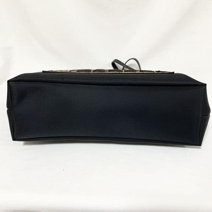 GIVENCHY Hand Bag Tote Purse 4G Leather Nylon Black Orange Authentic