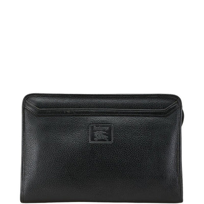 BURBERRY Clutch Bag Second Bag Nova Check Leather Black Authentic
