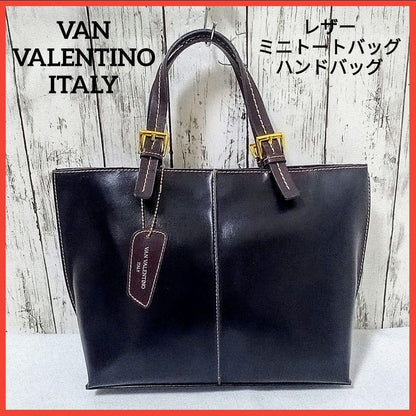 Valentino Hand Bag Tote Purse Leather Black Authentic