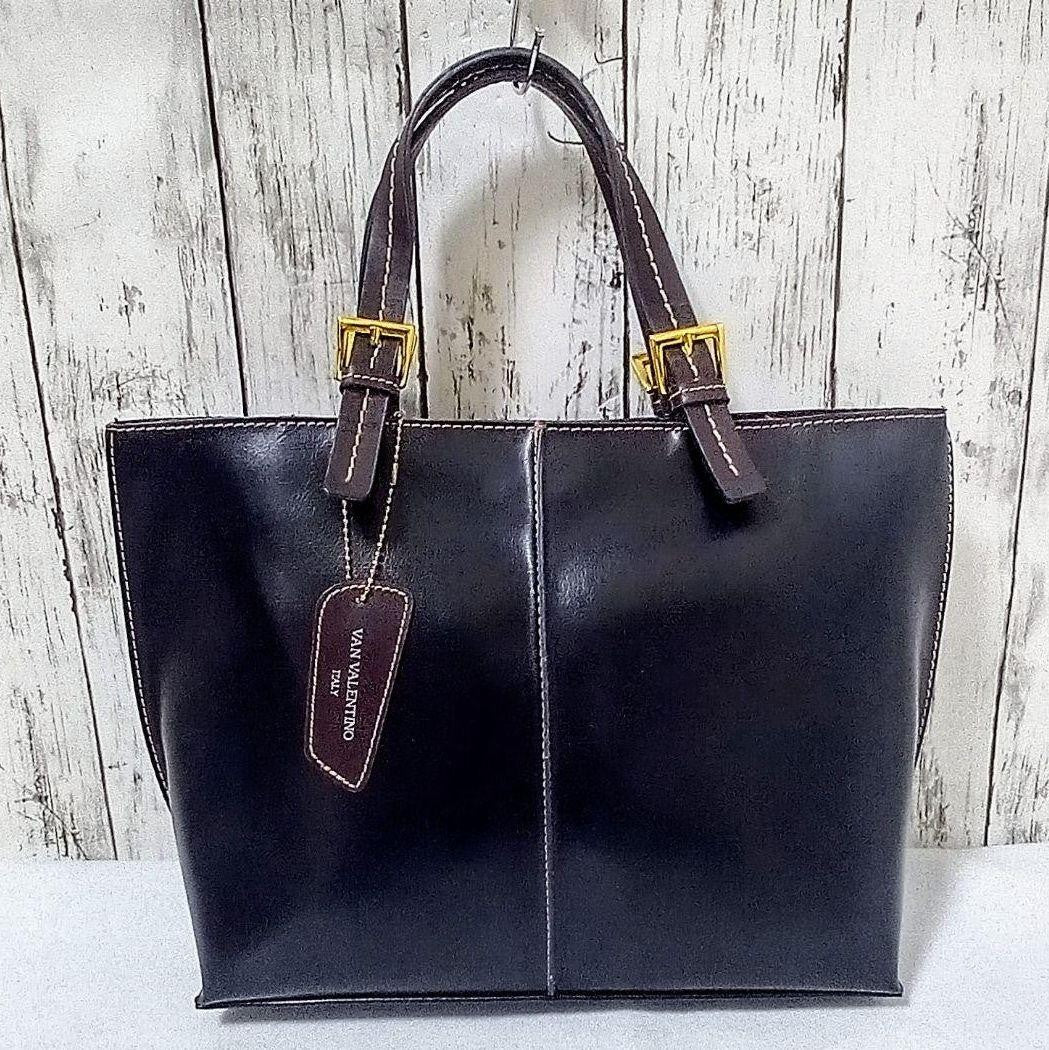 Valentino Hand Bag Tote Purse Leather Black Authentic