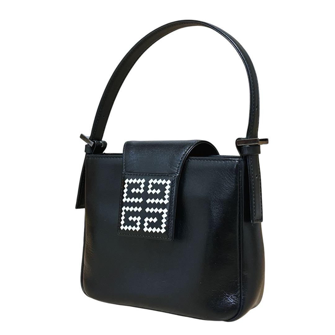 GIVENCHY Hand Shoulder Bag Tote Purse 4G Leather Black Authentic