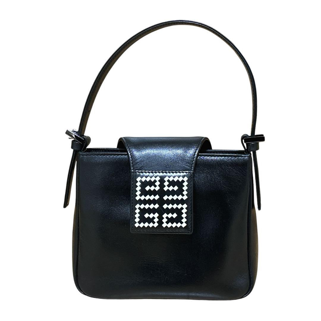 GIVENCHY Hand Shoulder Bag Tote Purse 4G Leather Black Authentic