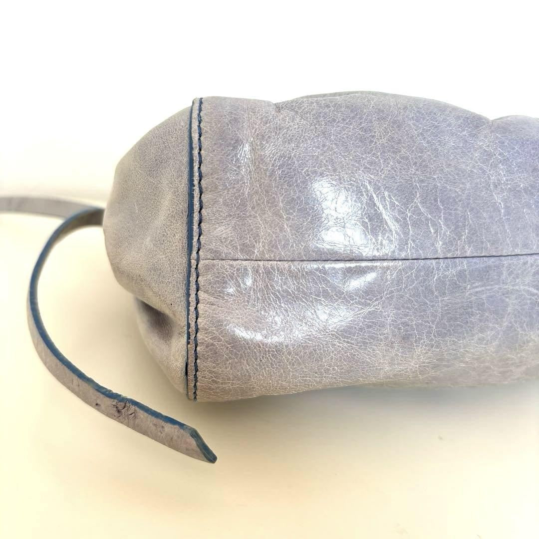 MIU MIU Shoulder Bag Purse Clutch Bag Logo Leather Blue Authentic