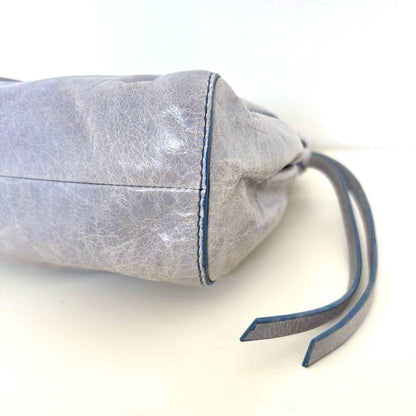 MIU MIU Shoulder Bag Purse Clutch Bag Logo Leather Blue Authentic