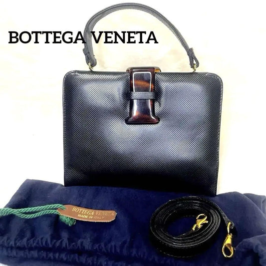 BOTTEGA VENETA Hand Bag Tote Purse 2way Leather Black Authentic