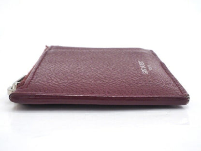 SAINT LAURENT PARIS Fragment Case Logo Leather Bordeaux Authentic
