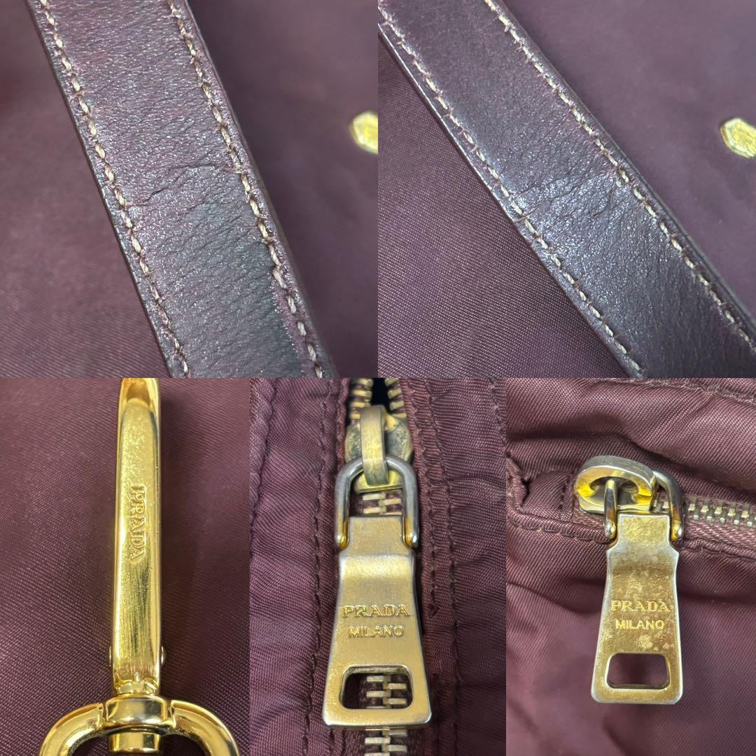 PRADA Shoulder Bag Purse Nylon Bordeaux Authentic