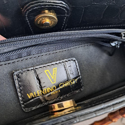VALENTINO CHRISTY Hand Bag Tote Purse Black Authentic