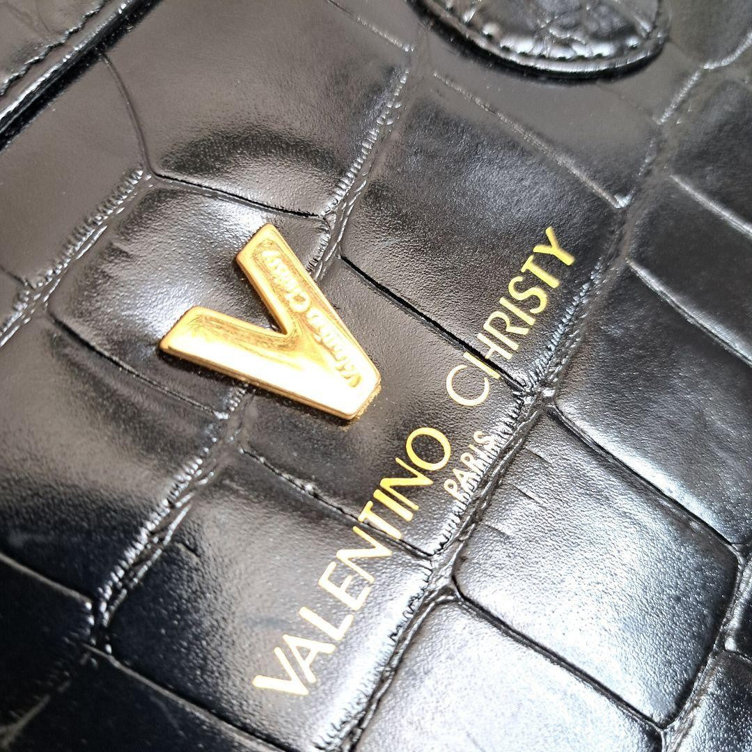 VALENTINO CHRISTY Hand Bag Tote Purse Black Authentic
