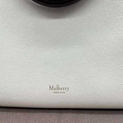 MULBERRY Hand Bag Tote Purse Leather White Black Authentic