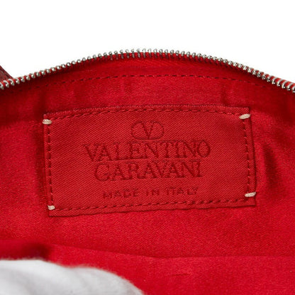Valentino Handbag Shoulder Bag Purse Pouch Leather Red Authentic Women's Used