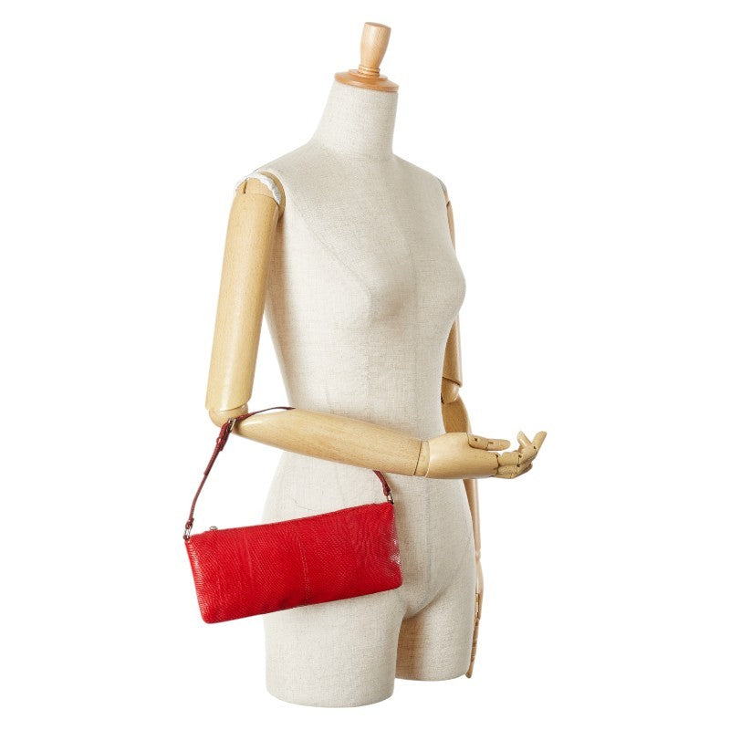 Valentino Handbag Shoulder Bag Purse Pouch Leather Red Authentic Women's Used
