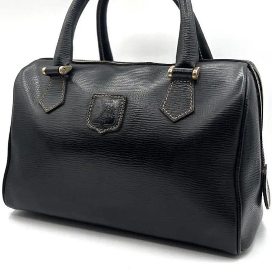 CELINE Hand Bag Tote Purse Mini Boston Bag Macadam Black Authentic