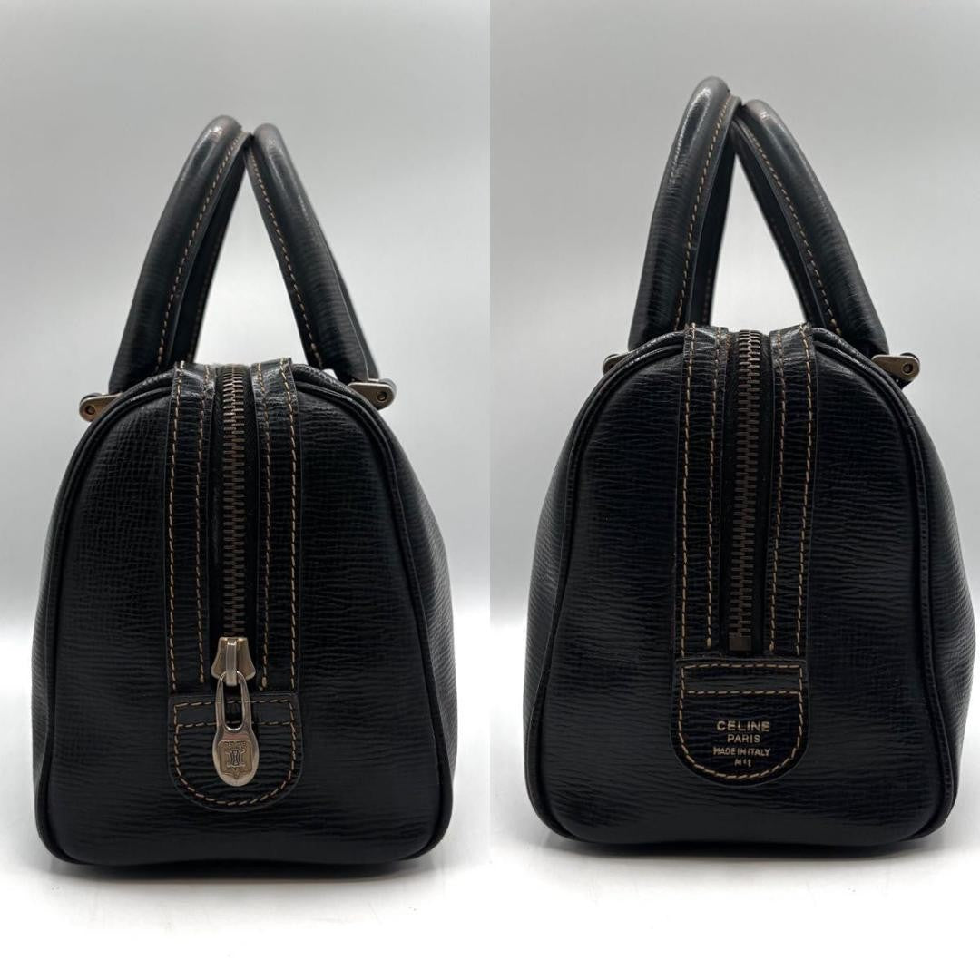 CELINE Hand Bag Tote Purse Mini Boston Bag Macadam Black Authentic