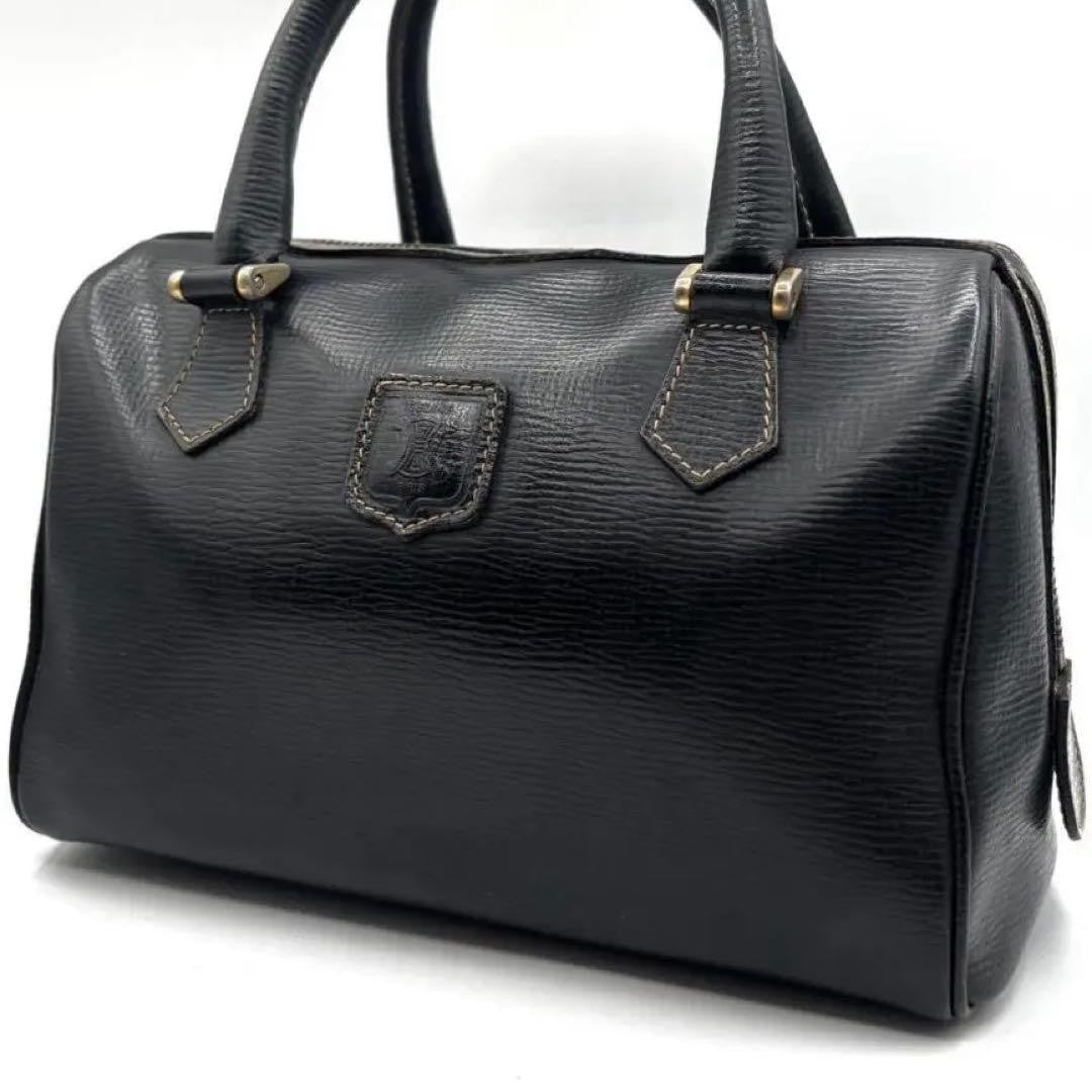 CELINE Hand Bag Tote Purse Mini Boston Bag Macadam Black Authentic