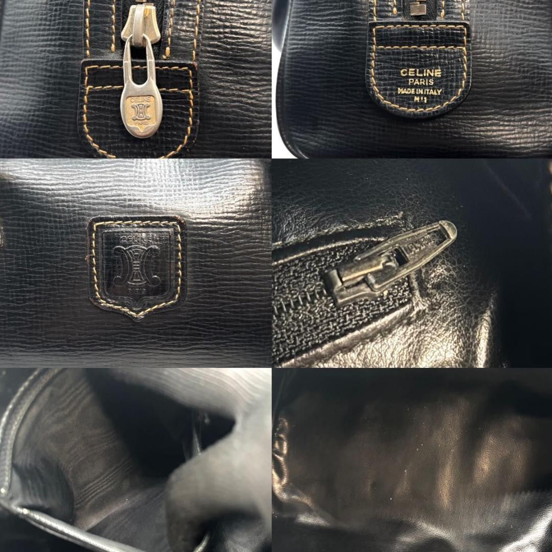 CELINE Hand Bag Tote Purse Mini Boston Bag Macadam Black Authentic