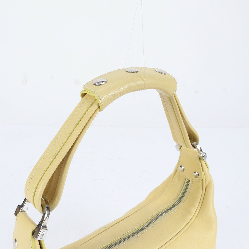TOD'S Shoulder Bag Purse Leather Yellow Authentic