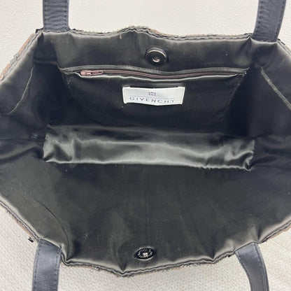 GIVENCHY Hand Bag Tote Purse 4G Sequin Leather Brown Authentic