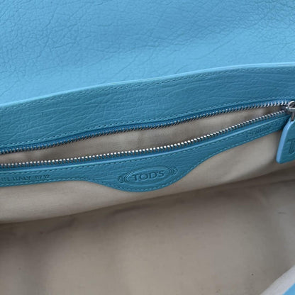 TOD'S Hand Bag Tote Purse Suede Leather Turquoise Authentic