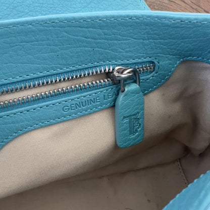 TOD'S Hand Bag Tote Purse Suede Leather Turquoise Authentic